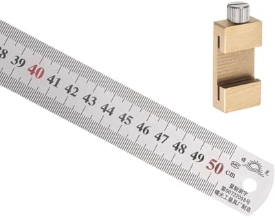 Dailygoods- Liniaal 50 cm - Roestvrij Staal - Dubbel Leesmeetgereedschap - Verstelbaar Positioneringsblok - Architectonisch Ontwerp - Duurzaam - Meetlat