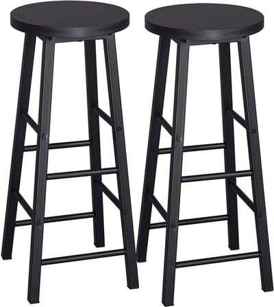 Hoge barkrukken Parijs - Zwart - Set van 2 - Keuken - Barstoelen - Zonder rugleuning - Hout