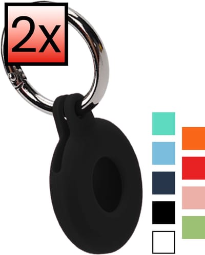 Hoesje Geschikt voor Apple AirTag 2 - Sleutelhanger Houder Siliconen Hoes - Hoes Geschikt voor Apple AirTag 2e generatie Hoesje - Zwart - 2 PACK