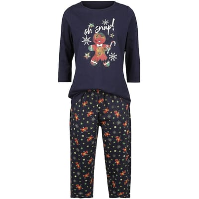 Full Volume by EMP Pyjama - Gingerbread Man Pyjama - L - voor Vrouwen - blauw