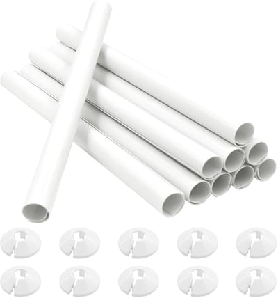 Dailygoods- Radiator Pijpdeksels 10 Stuks - Verdikte Radiator Mouwen 200mm x 15mm - Plastic Snap On Caps - Pijpkragen - Wit - Duurzaam Materiaal - Radiatorafdekkingen