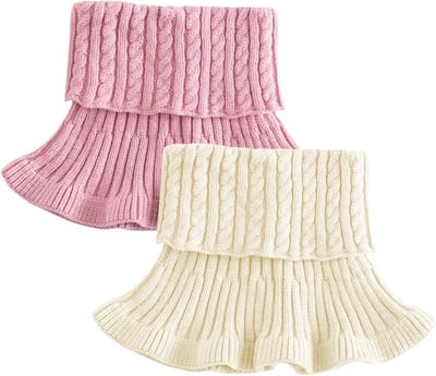 Turtleneck Fake Collar Set voor Dames - Polyester Neppullover in Roze en Crème voor Casual en Formele Outfits