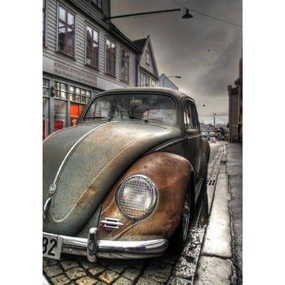 5D DIY diamantschilderij volledige ronde boor  Auto landschap  3D strass borduurwerk kruissteek 20X30CM gray