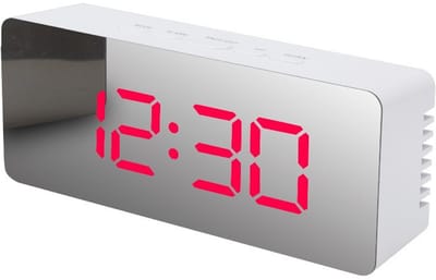 Wekker - Digitale wekker - Wekker kinderen - Spiegel Bureau Klok met Snooze Functie en Temperatuur Display - Digitale Wekker voor Slaapkamer en Woondecoratie in rood