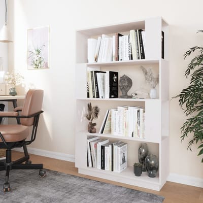 vidaXL - Boekenkast/kamerscherm - 80x25x132 - cm - massief - grenenhout - wit