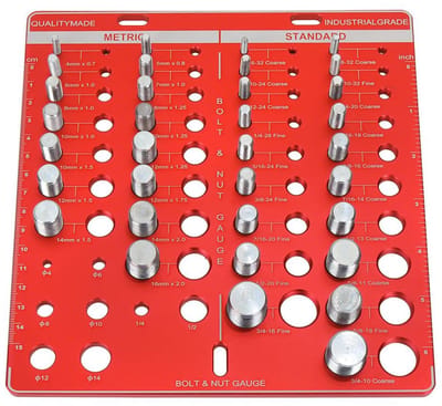 Dailygoods- Draadidentificatiemeter Aluminiumlegering - Moer/Bout Controle - 34 Gaten - Standaardformaat Inch/Metrisch - Snel Identificeren - Boutmaatmeetinstrument - Moer- En Boutmeter