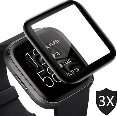 Screenprotector geschikt voor FitBit Versa 2 - Full Screen Cover Volledig Beeld - 3 Stuks