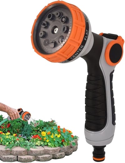 Waterslangmondstuk Sproeier - Tuinsproeier - Tuinieren en Reinigen - Meerdere Sproeimodi - 21 cm Lengte - Grijs
