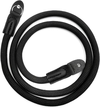 Camera Band - Schouderband Nekband - Fotograferen Buiten - Gevlochten Nylon Leer - 105 cm - Zwart