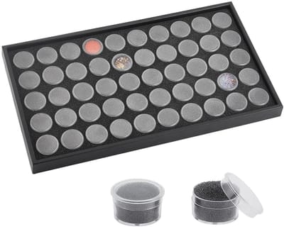 Dailygoods- Sieradenopslag Zwarte Foam Gem Potten - 50 Edelstenen Opslag Pot - Stapelbare Display Lade - 37,5x21x2,5cm - Organizer met Voering - Opslagdoos