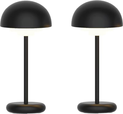 Luxus Europe - Tafellamp Rhodos - Set van 2 Zwart - Draadloze Tafellamp Buiten - Oplaadbaar - USB-C - Dimbaar - Warm Wit - Waterbestendig