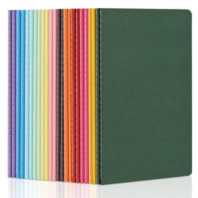 A5 Lege Notitieboeken met Kleurrijke Kaft, 24 Blokken / 60 pagina's per Blok, 12 Kleuren Notitieboekjes met Zachte Kaft, Geschikt voor Kantoor, School, Studie, Notities maken