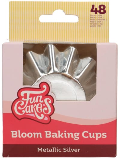 FunCakes Bloom Baking Cups - Duurzaam Gecoat Karton - Metallic Zilver - pk/48