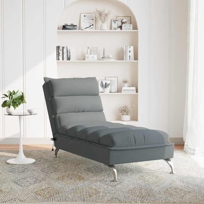 vidaXL - Massage - chaise - longue - met - kussens - stof - donkergrijs