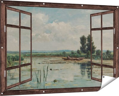 Gards Tuinposter Doorkijk Plas bij Loosdrecht - Willem Roelofs - 150x100 cm - Tuindoek - Tuindecoratie - Wanddecoratie buiten - Tuinschilderij
