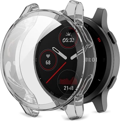 Hoesje & Screenprotector geschikt voor Garmin Venu 2 / Vivoactive 4 - Siliconen TPU Case Transparant - Volledige 360 Graden Bescherming