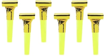 36x stuks gouden roltongen / roltoeters - Feestartikelen verjaardag - kleine verjaardag toeters - uitblazers