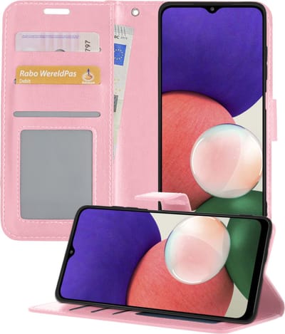 Hoesje - Geschikt voor Samsung Galaxy M22 - Luxe Bookcase - Walletcase Hoes - Portemonnee - Cover - Telefoonhoes - Lichtroze