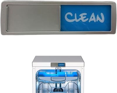 Vaatwasser Indicator - Schoon Vuil Bord - Keuken Organisatie - Dubbelzijdig Ontwerp - 17.5cm x 5cm - Zilver Blauw Grijs