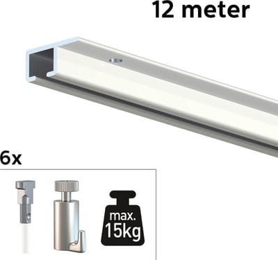 Artiteq Schilderij Ophangsysteem 12 meter All-in-one Top Rail 15kg / Wit RAL9003