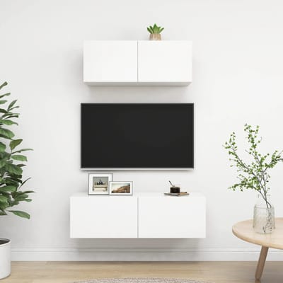 vidaXL - 2-delige - Tv-meubelset - bewerkt - hout - wit