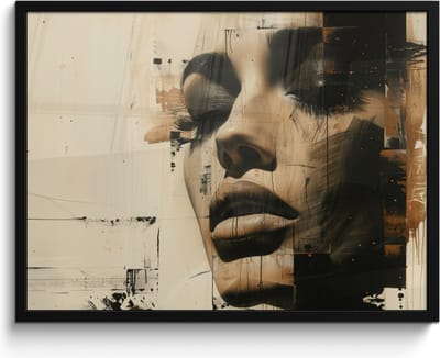 Poster in lijst - Fotolijst 80x60 cm - Posters - Vrouw - Gezicht - Abstract - Kunst - Posterlijst zwart - Decoratie - Wanddecoratie woonkamer - Muurdecoratie slaapkamer
