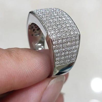Huitan Bling Bling Cubic Zirconia Ringen voor Dames Trouw- en Verlovingsringen Luxe Ringen Geometrisch Gevormde Mode Sieraden Set 8 gray