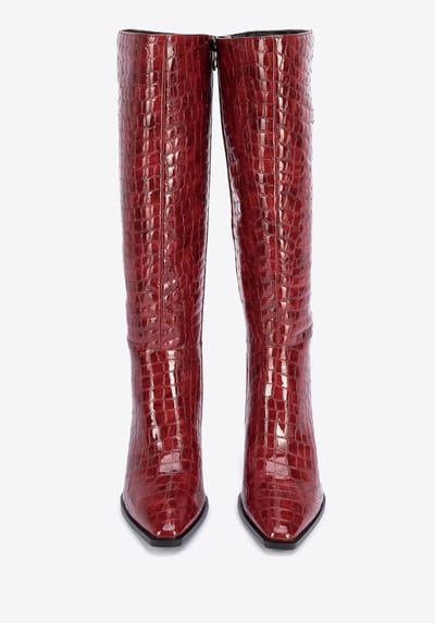 Wittchen Dames lakleren croco hoge hak laarzen, bordeauxrood, natuurlijk leer