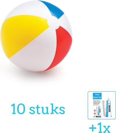 Intex Opblaasbare Strandbal Glossy - Medium - 51 cm - 59020NP - Diameter 51 cm - Volumebundel - Strandbal - 10-delig
