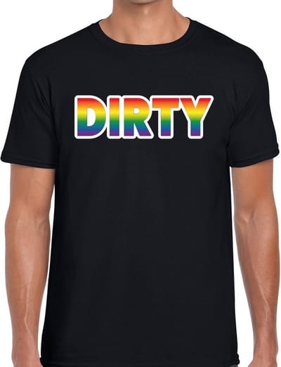 Dirty gaypride t-shirt - regenboog t-shirt zwart voor heren - Gay pride S