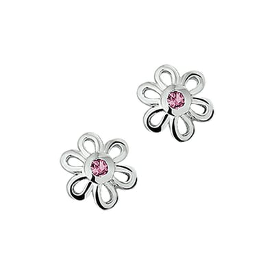 TFT Oorknoppen Bloem Zirkonia Zilver Gerhodineerd Glanzend 8.5 mm x 8 mm