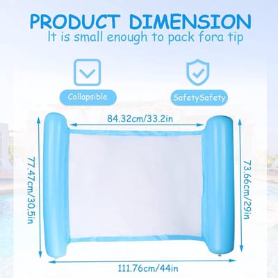 Waterhangmat - 4-in-1 multifunctionele opblaasbare hangmat - drijvend max 200 kg. - 1.30 x 0,73 mtr. - makkelijk mee te nemen - relaxed in het water liggen - geniet van de zon, in het koele water
