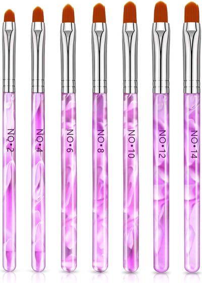 7 Roze penselen voor Gel, Acryl & Polygel en glitter - Nagel kwasten - Nail art brush