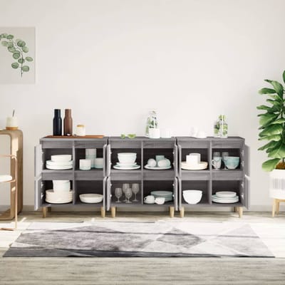 vidaXL - Dressoirs - 3 - st - 60x35x70 - cm - bewerkt - hout - grijs - sonoma - eikenkleur