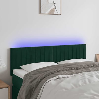 vidaXL - Hoofdbord - LED - 144x5x78/88 - cm - fluweel - donkergroen
