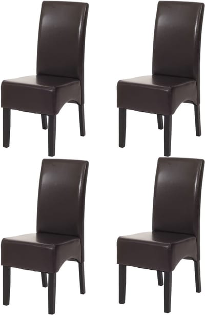 Set van 4 eetkamerstoelen Keukenstoel Littau MVG-gecertificeerd ~ kunstleer, bruin donkere poten