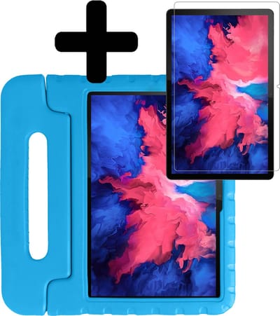 Hoes - Geschikt voor Lenovo Tab P11 - Met Screenprotector - Kinderhoes Shockproof Bumper - Kidsproof Case - Tablet Hoesje - Kinder Hoesje Cover - Blauw