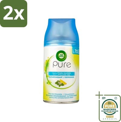 Air Wick Freshmatic - Luchtverfrisser Navulling - Pure Essentiële Oliën Verfrissend - 250ml - Voordeelverpakking - 2 stuks - Essentiële oliën - Air Wick Freshmatic