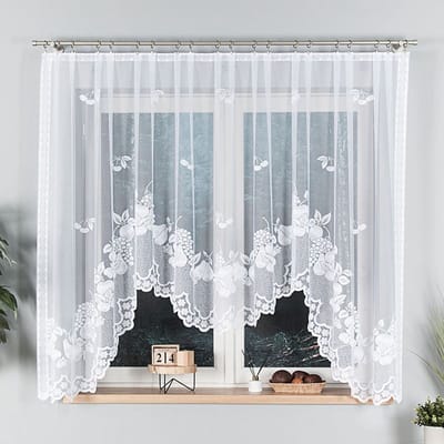Markizeta PENELOPE - Jacquard Gordijn - 400x160 cm - Bestaande op Haken - Kleur: Wit