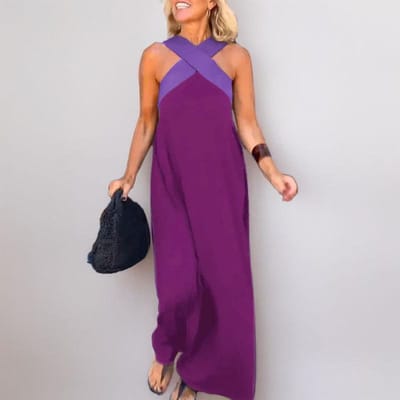 Lente Nieuwe Dameskleding Mode Off-the-shoulder Temperament Elegante Halsjurk 3XL paars