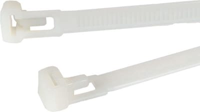 Kortpack - Hersluitbare Kabelbinders/Tyraps - 100mm lang x 7.6mm breed - Wit - 100 stuks - Treksterkte: 22.4KG - Bundeldiameter: 17mm - Bundelbandjes - (099.1021)