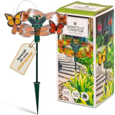 Zonne Vlinder Decoratie - Bewegende Tuindecoratie - Tuin Verlevendigen - Zonnecel of Batterij - 43 cm Hoog - Meerkleurig