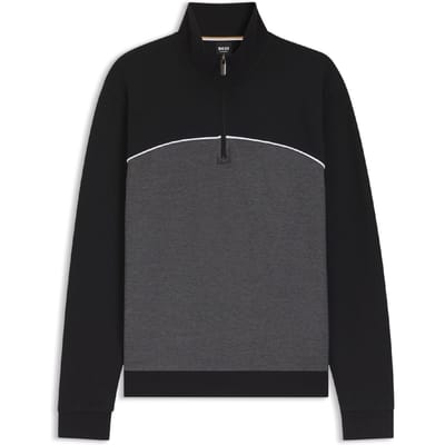 Boss Heren Quarter Zip Sweatshirt (Zwart)
