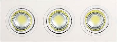 LED Spot - Inbouwspot 3-lichts - Rechthoek 15W - Helder/Koud Wit 6400K - Mat Wit Aluminium - Kantelbaar 255x93mm