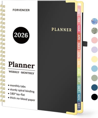 Week- en Maandplanner 2025 (Januari t/m December) - Spiraalgebonden Agenda met Tabbladen en Hardcover