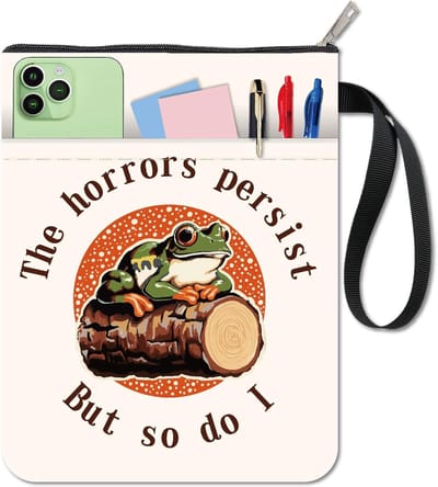 CRASPIRE Frog Book Covers Animal Book Protector Book Cover for Paperbacks Washable Fabric Cloth Book Cover with Zipper and Extra Sleeve Pocket for Book Lovers Classmate Gifts