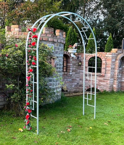 Rozenboog Metaal - Klimhulp Tuinboog - Decoratieve Tuinboog - Volledig Verzinkt Staal - 150x222cm - Zilver