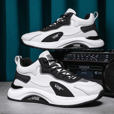 Herfst en Winter Nieuwe Papa Schoenen Heren Leer Sport Casual Schoenen Zachte Zool Mode Trend Ademende Herenschoenen 44 black