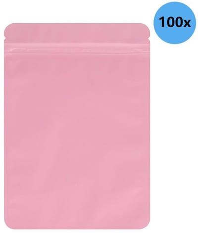 100-pack hersluitbare zakken - geschikt voor kleine bedrijven - dubbelzijdige gekleurde geurbestendige platte voedselbewaarzakken -10x18cm-Roze