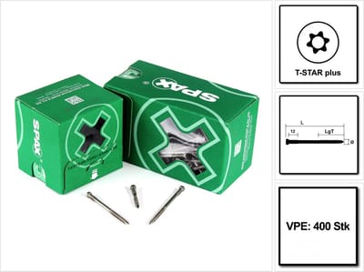 Spax Vlonderschroef T-star Rvs A2 Cilinderkop Torx T25 - 5x50mm - 400 Stuks + Bit